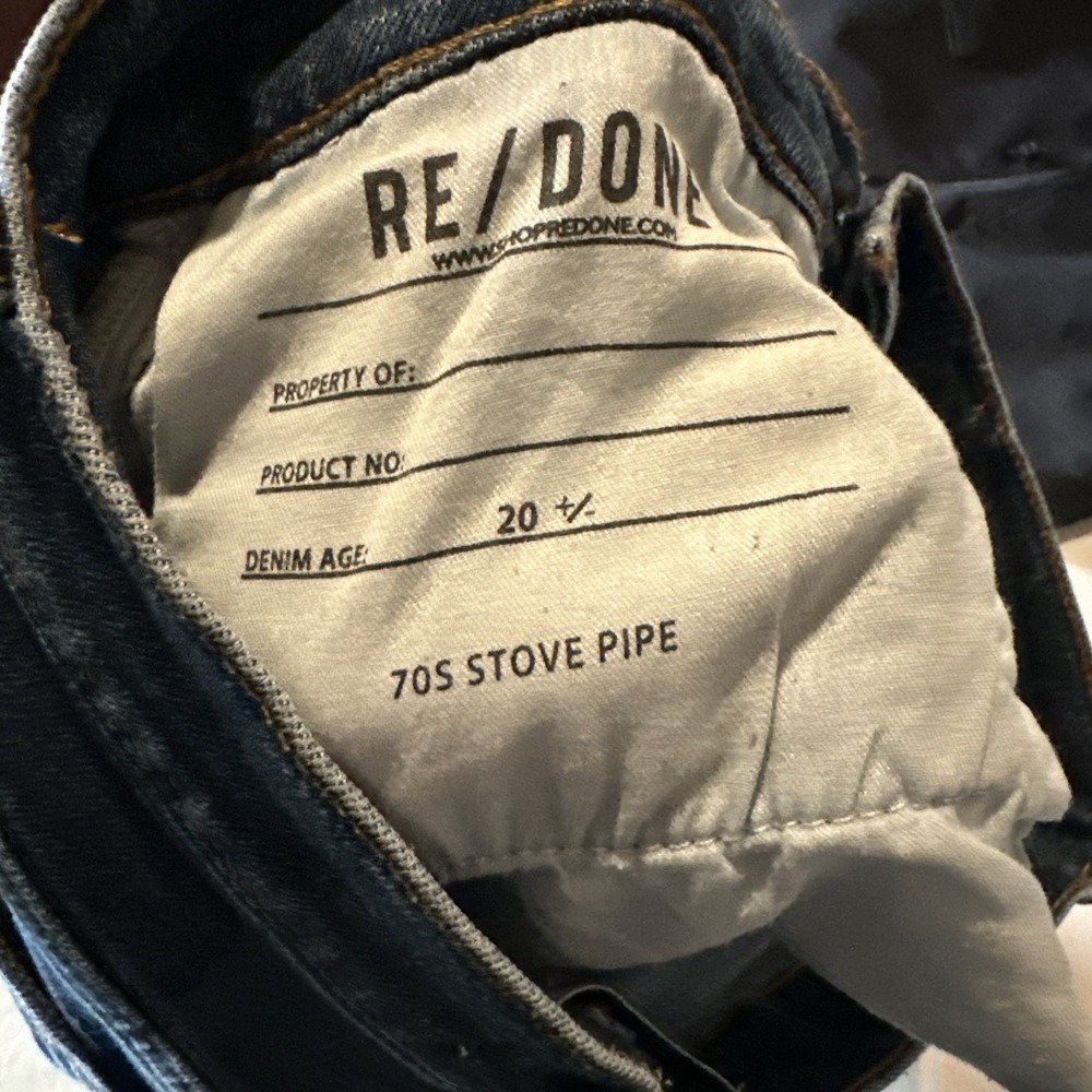 Re/Done 70s Stove Pipe Jeans Women's 26 Dark Rinse Straight Button Fly Raw Hem - Picture 4 of 14